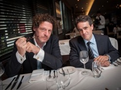  Marco Pierre-White with director of the Nottingham BID and general manager of the Park Plaza Tom Waldron-Lynch at Marco Pierre White's Steakhouse & Grill at Alea Nottingham