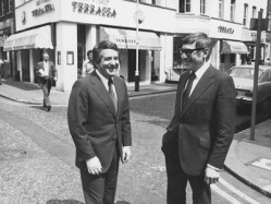 Mario Cassandro (left) with Franco Lagattolla outside their first restaurant La Terrazza Trattoria (photo credit: Alasdair Scott Sutherland)