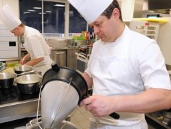 Adam Bennett in his professional training kitchen at University College Birmingham