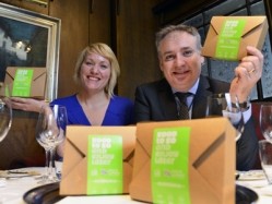 Zero Waste Scotland's Ylva Haglund and Scottish Environment Secretary Richard Lochhead show off the new boxes