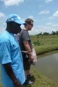 Ashley was shown a number of fish ponds in the Kisumu area by Kassim - the ponds are designed to help Kenyans farm tilapia without having to rely on the dwindling fish stocks in Lake Victoria.