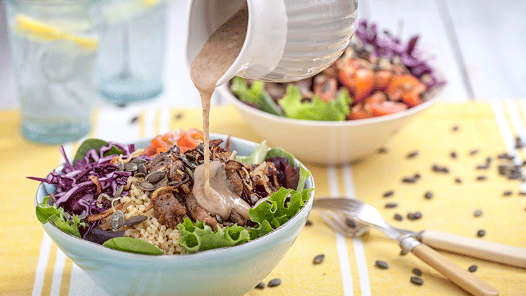Mizkan Sesame Sauce is a great fit for healthy salads 