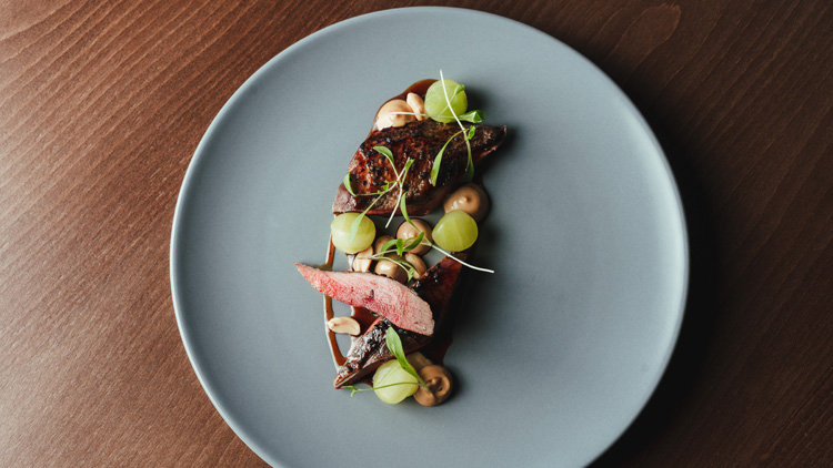 Roast_wood_pigeon_with_soused_cucumber,_miso_mayonnaise_and_coriander[1]